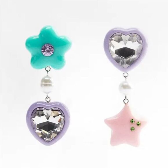 Colorful Star and Heart Earrings N906 - Picture 1 of 6